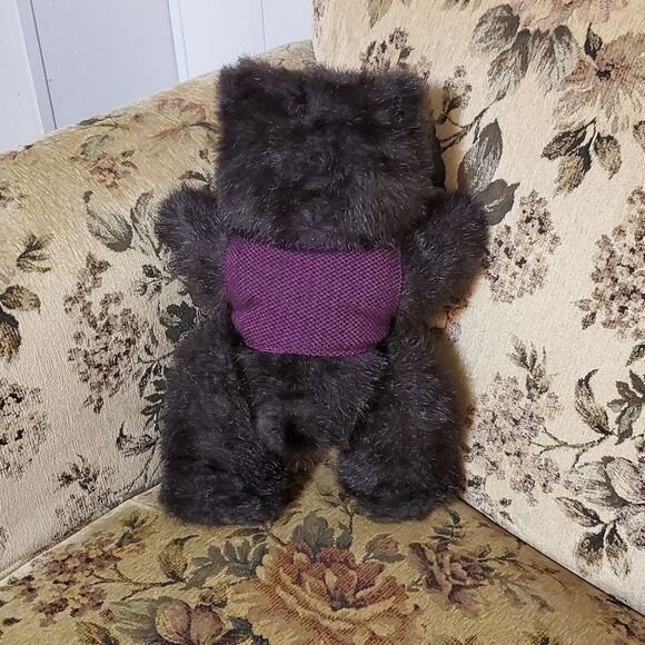 Vintage 1985 Robert Raikes 'Bently" Wood Purple Vest Figurine Teddy Bear - Picture 2 of 8